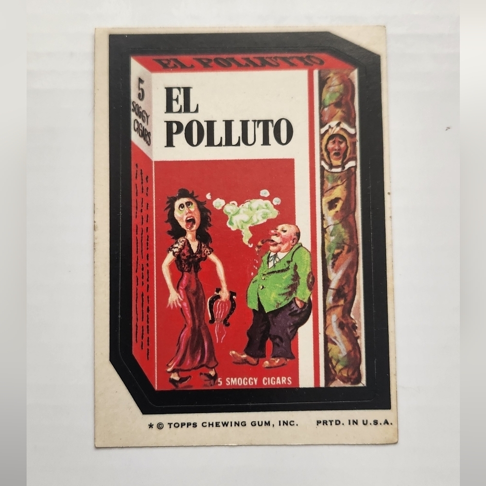 🚬RARE Tan Back Vintage 1973 Wacky Packages - El Polluto Sticker (Topps) 🚬💨